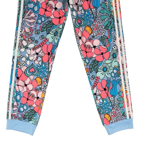 Adidas Floral Track Pant Joggers Blue Clear Sky Girls XL (16) Retro Athletic - Picture 3 of 11